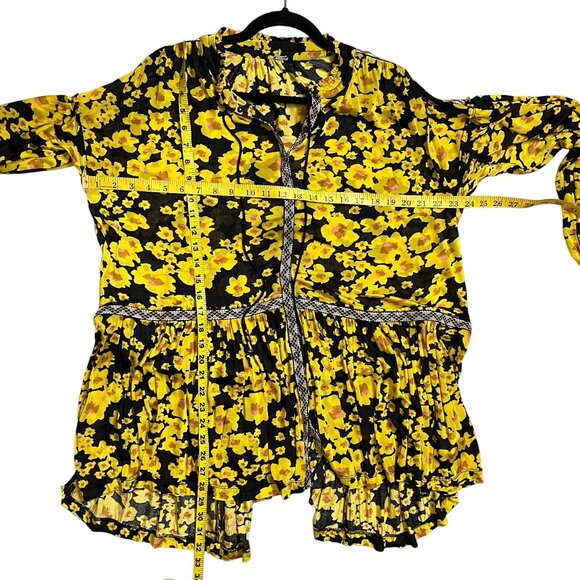 Free People Love Letter Floral Oversized Tunic Black Yellow Combo Size Small - Picture 10 of 12